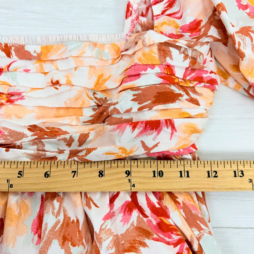 Abercrombie & Fitch Emerson Floral Print Mini Dress XS Square Neck Puff Sleeves - Picture 12 of 16